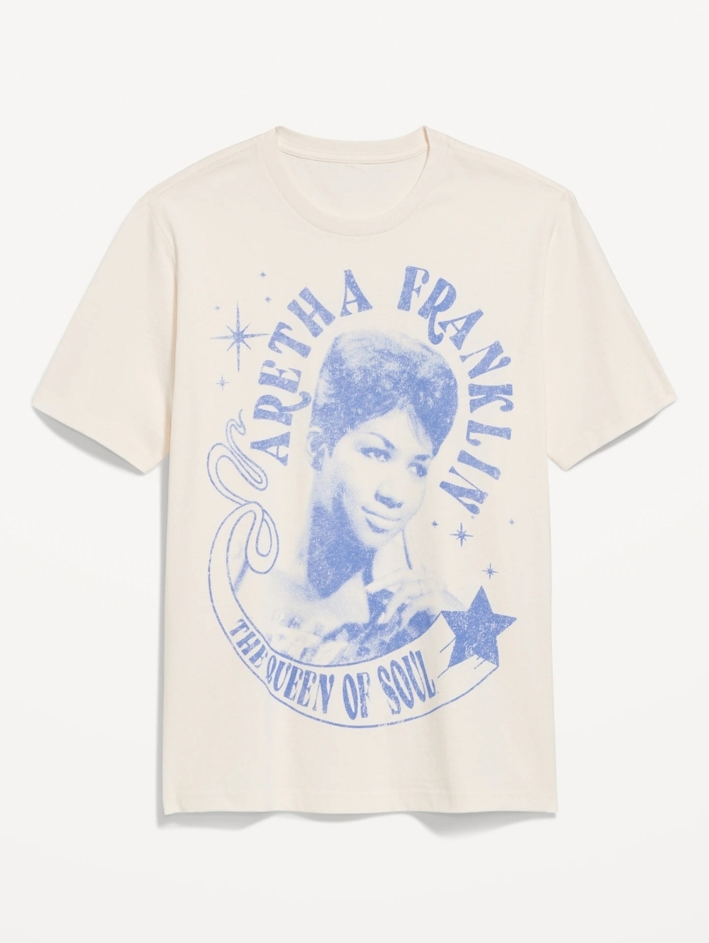 S • Old Navy • Aretha Franklin t-shirt - Vintage Cream and Blue